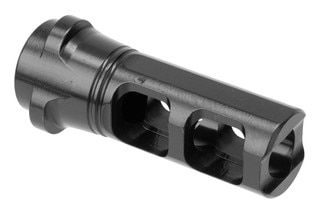 Dual-port Breek Lok muzzle brake, black.